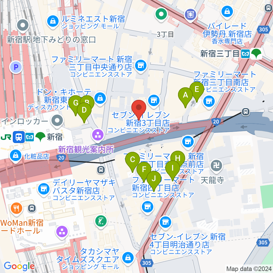 ミュージックスクールウッド新宿校周辺の駐車場・コインパーキング一覧地図