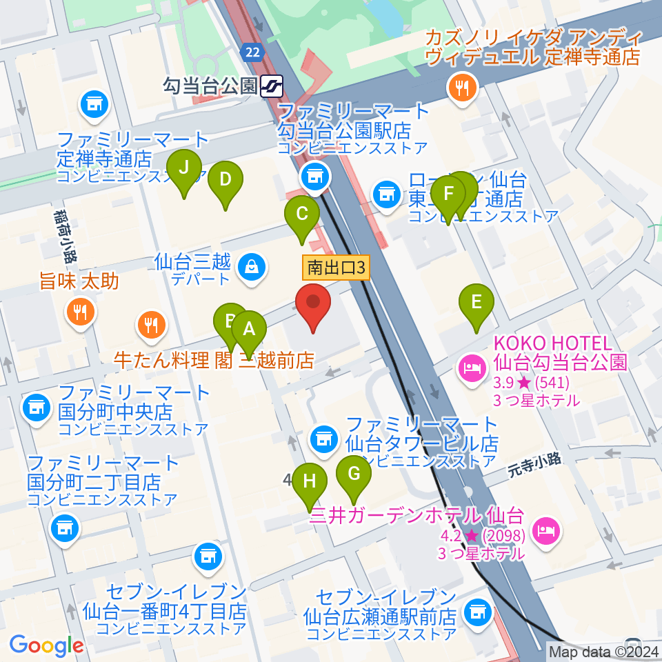 サンリツ楽器 一番町音楽センター周辺の駐車場・コインパーキング一覧地図