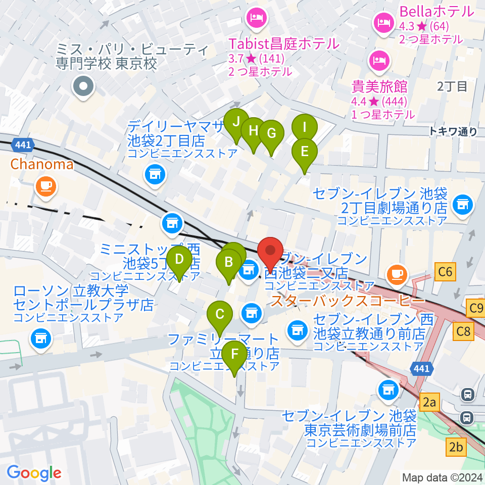 ジャパンO・N・Oミュージックアカデミー周辺の駐車場・コインパーキング一覧地図