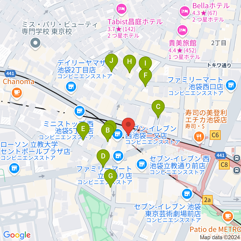 ジャパンO・N・Oミュージックアカデミー周辺の駐車場・コインパーキング一覧地図