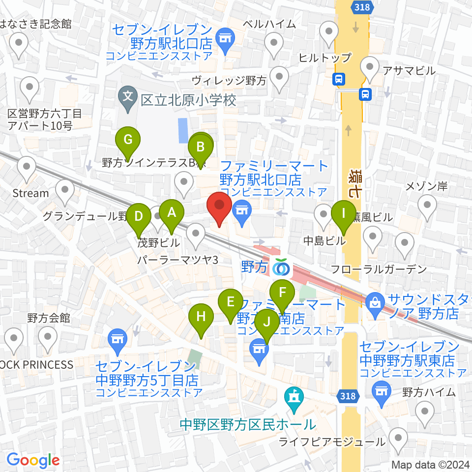 東音楽器 野方センター周辺の駐車場・コインパーキング一覧地図