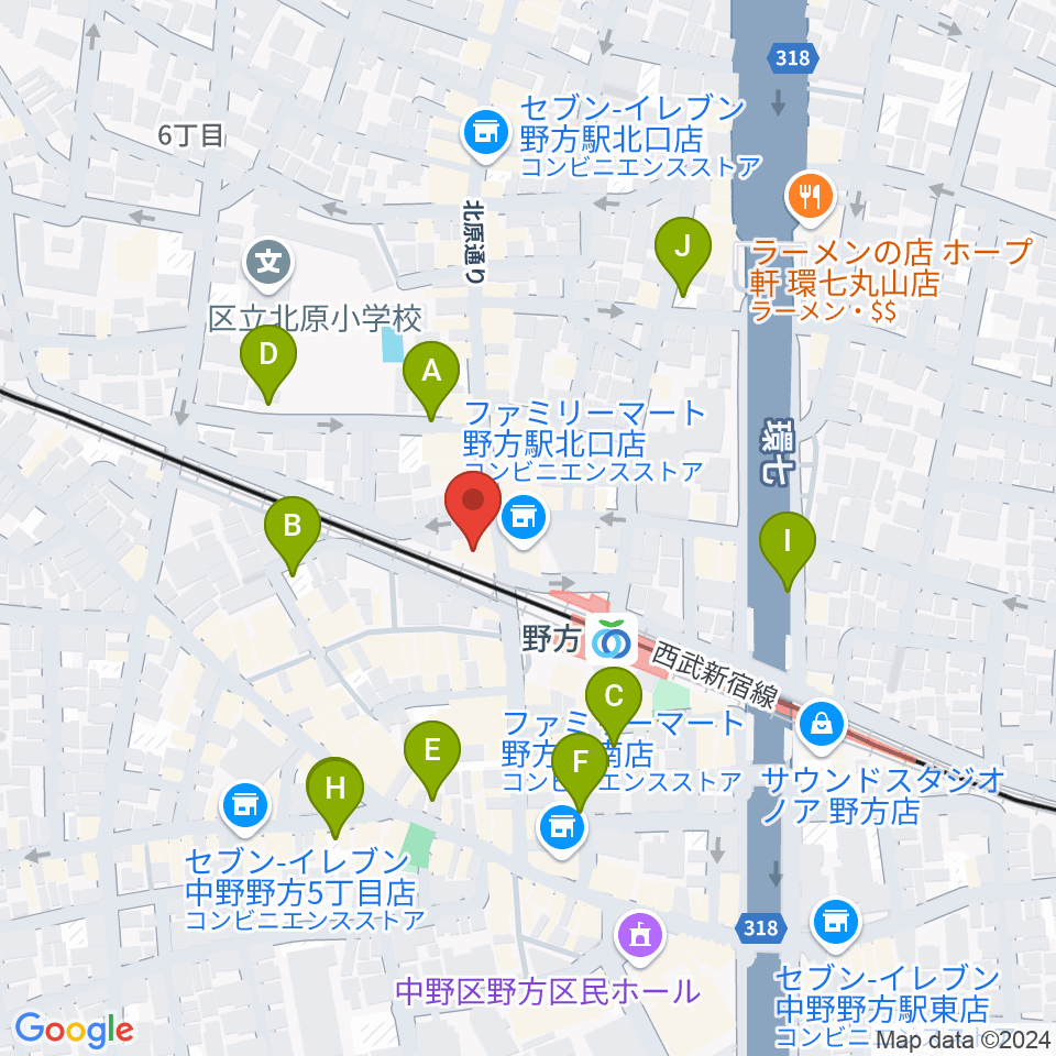 東音楽器 野方センター周辺の駐車場・コインパーキング一覧地図