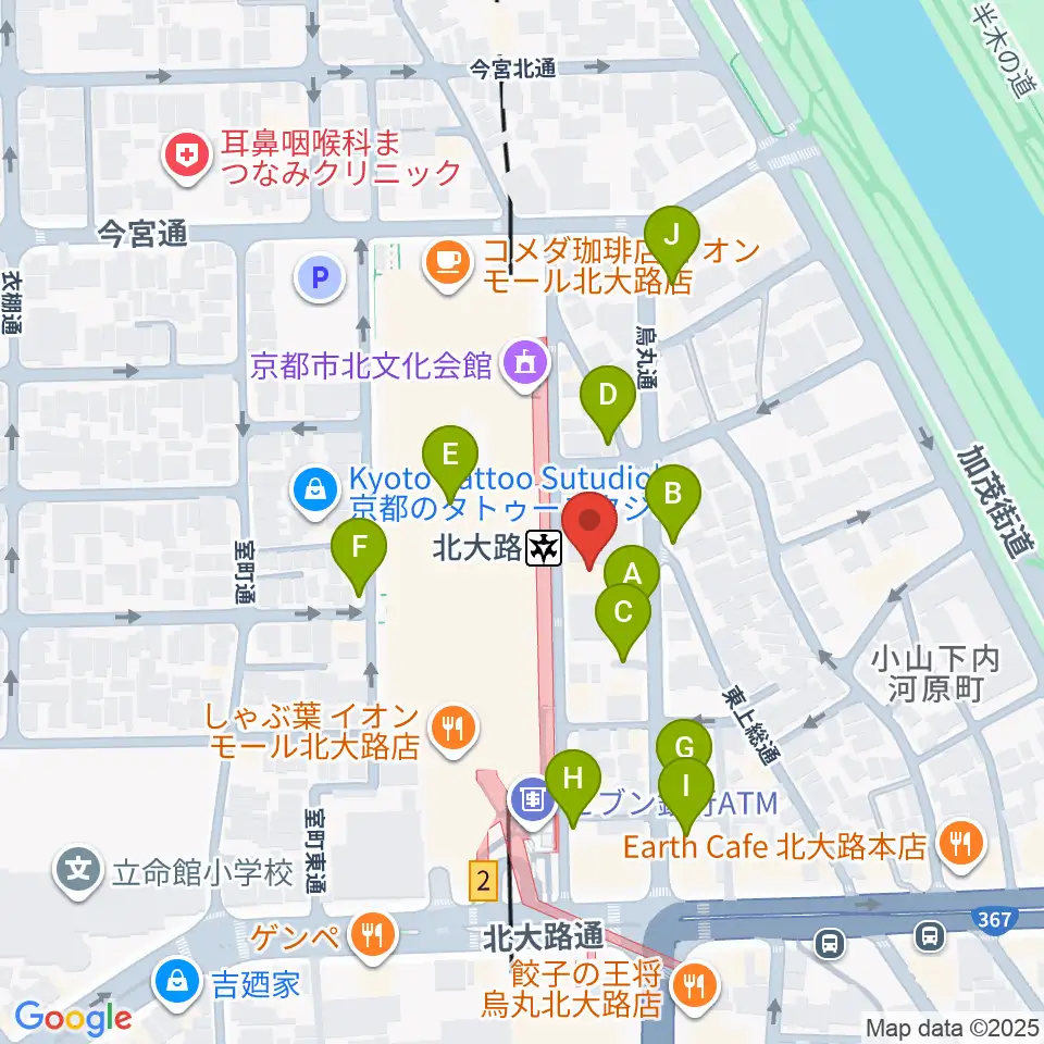 京都ミュージックラボ周辺の駐車場・コインパーキング一覧地図