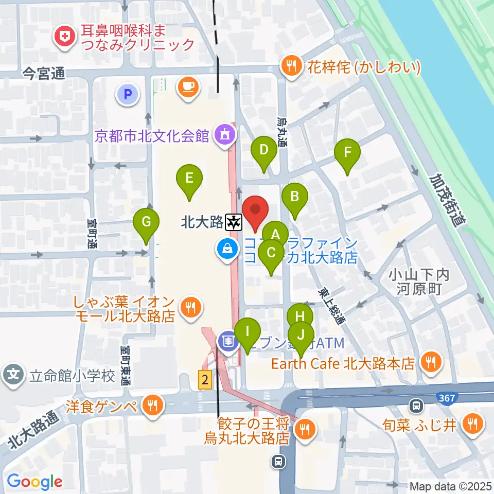 京都ミュージックラボ周辺の駐車場・コインパーキング一覧地図