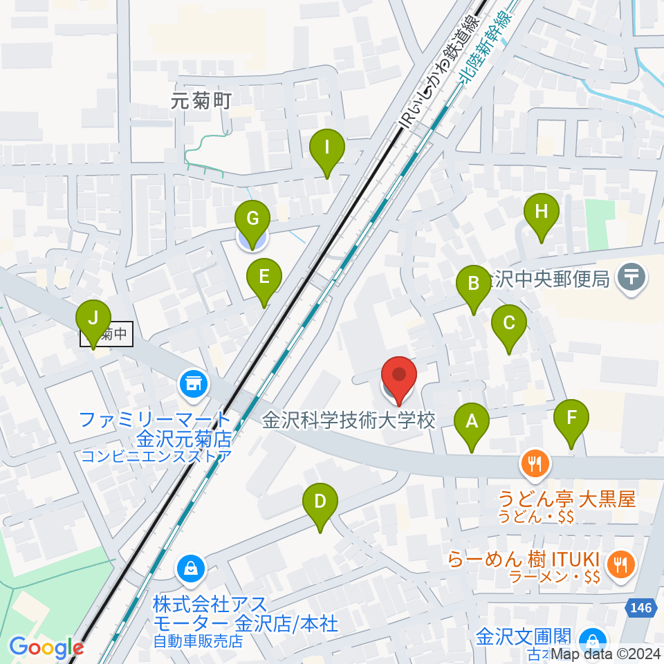 金沢科学技術大学校 Kist周辺の駐車場・コインパーキング一覧地図