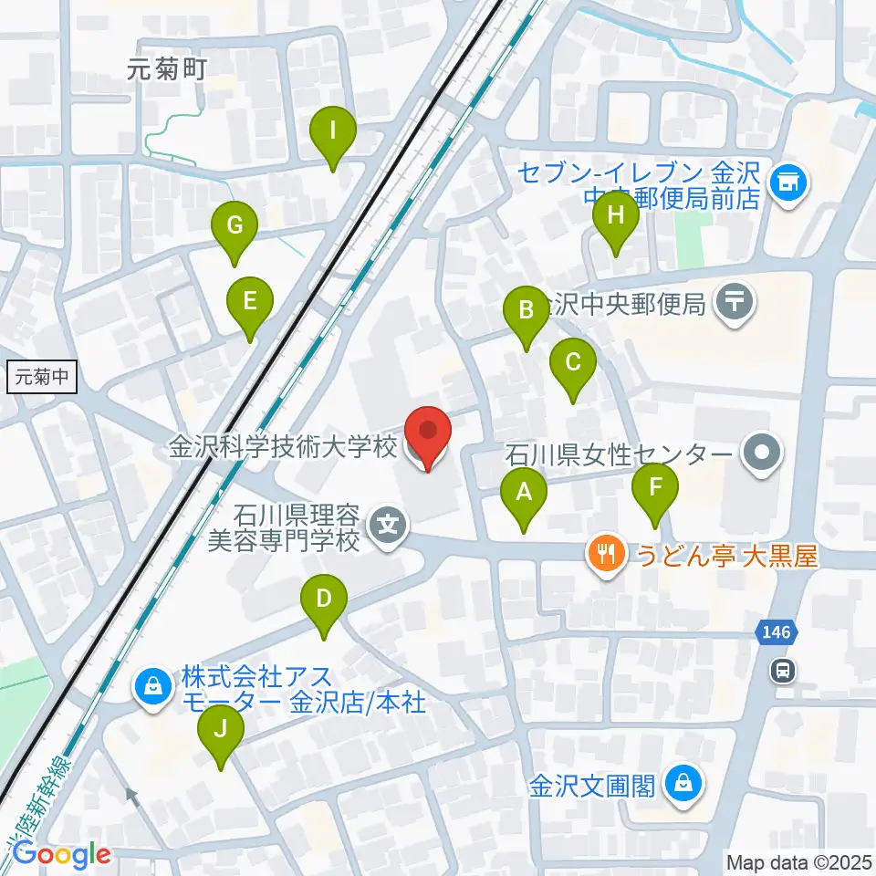 金沢科学技術大学校 Kist周辺の駐車場・コインパーキング一覧地図