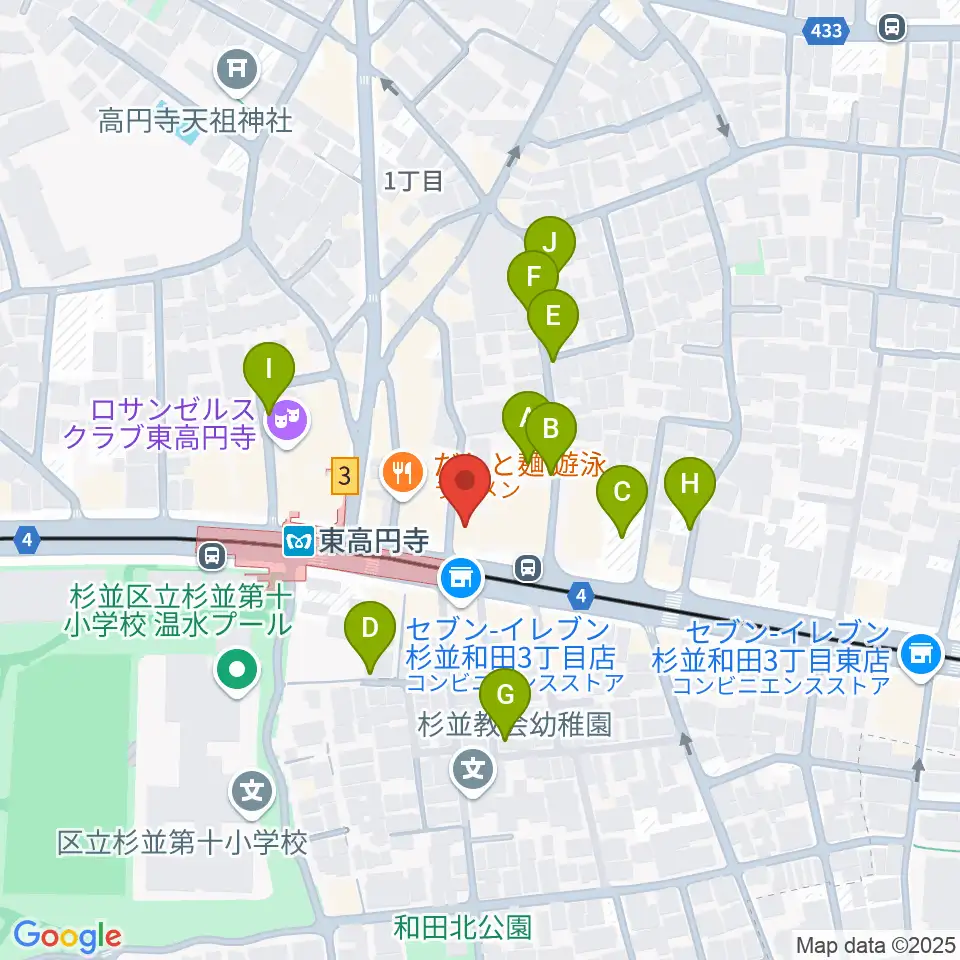 エンジェルハープ周辺の駐車場・コインパーキング一覧地図
