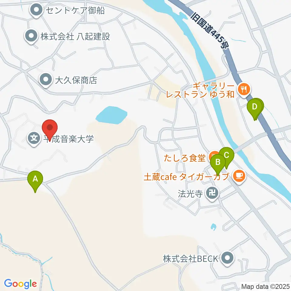 平成音楽大学周辺の駐車場・コインパーキング一覧地図