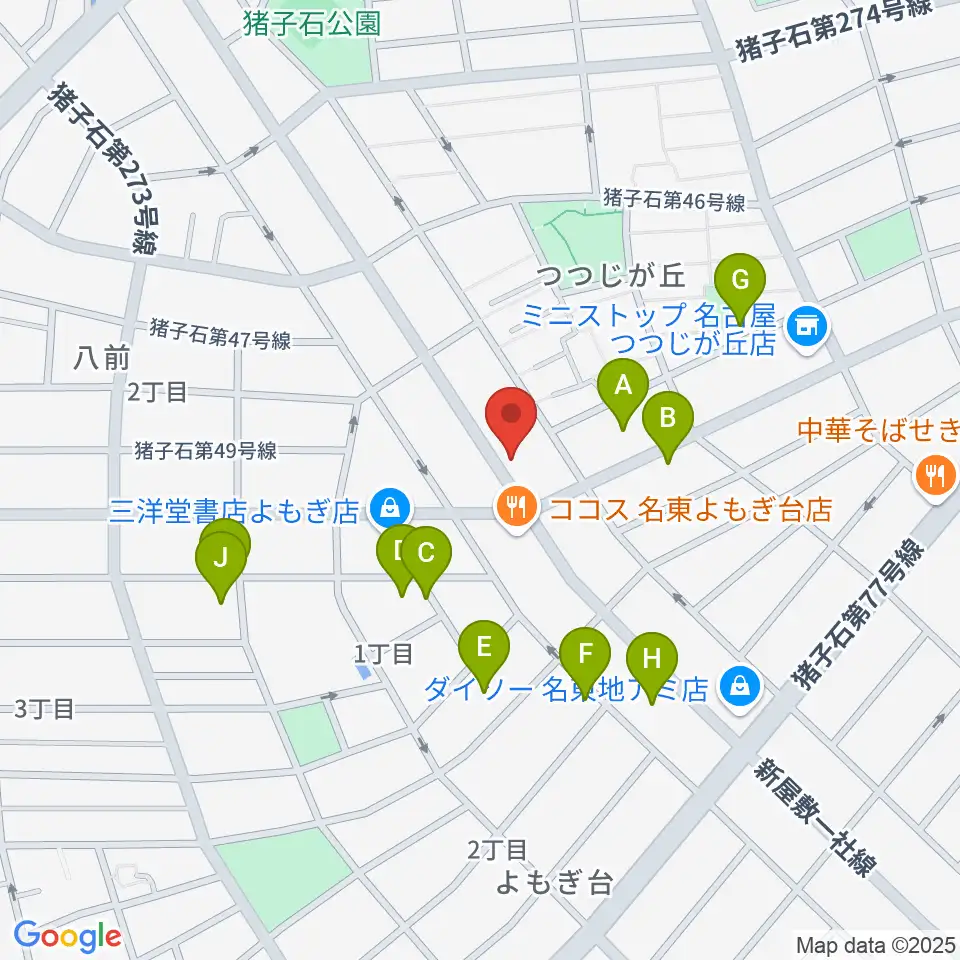 カジタミュージックスクール 名東教室周辺の駐車場・コインパーキング一覧地図