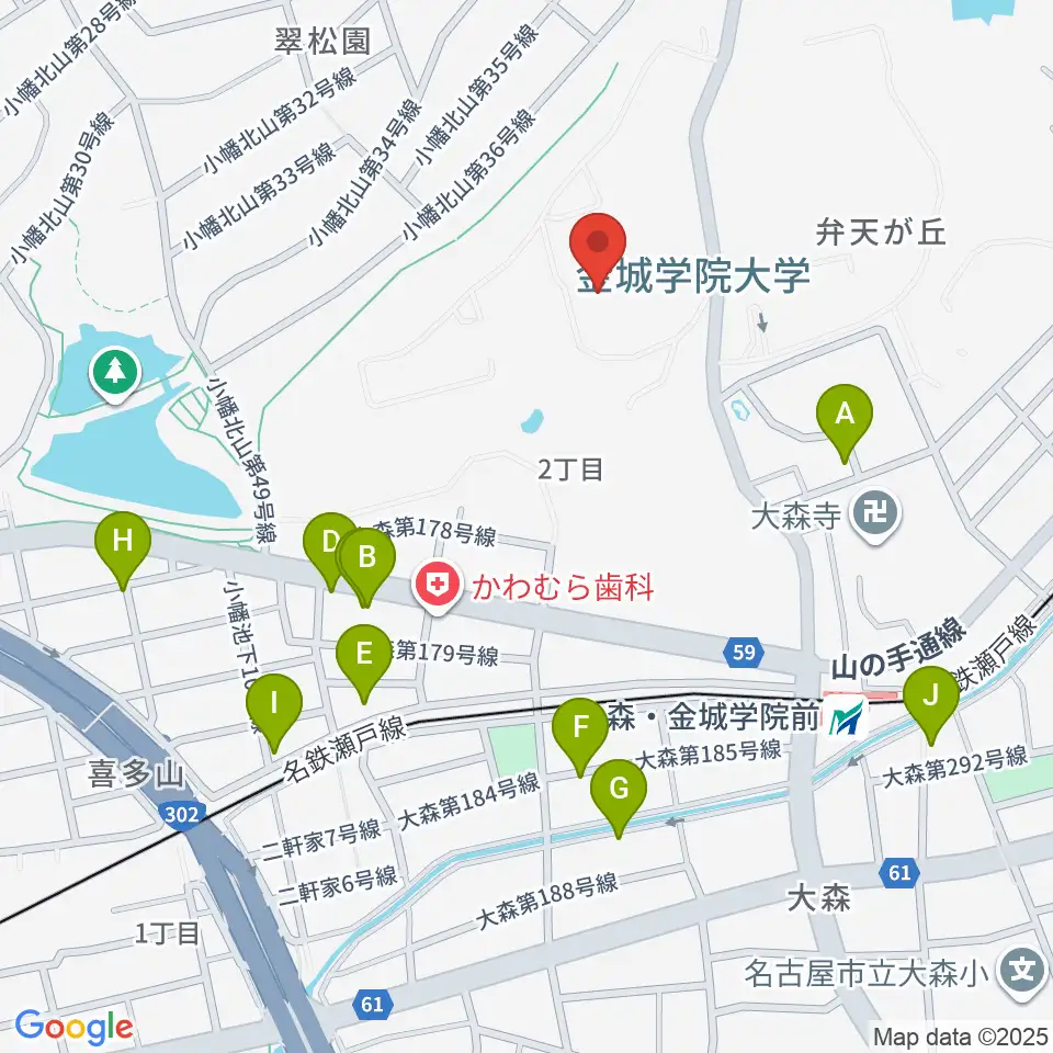 金城学院大学 音楽芸術学科周辺の駐車場・コインパーキング一覧地図