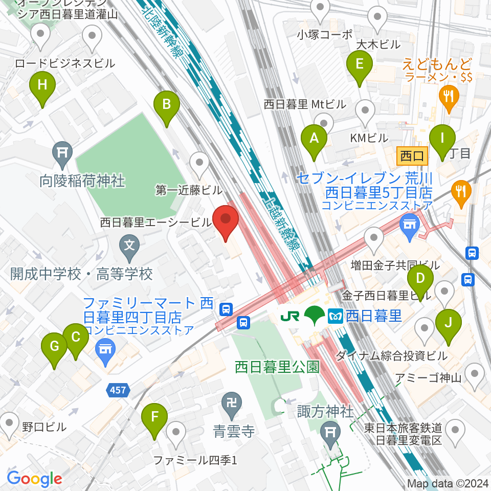 東京音楽学院 西日暮里駅前校周辺の駐車場・コインパーキング一覧地図