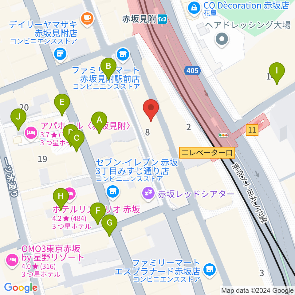 ヤマノミュージックサロン赤坂周辺の駐車場・コインパーキング一覧地図