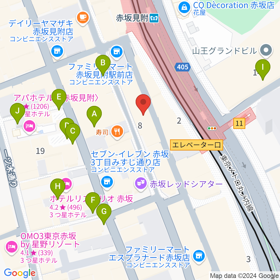 ヤマノミュージックサロン赤坂周辺の駐車場・コインパーキング一覧地図