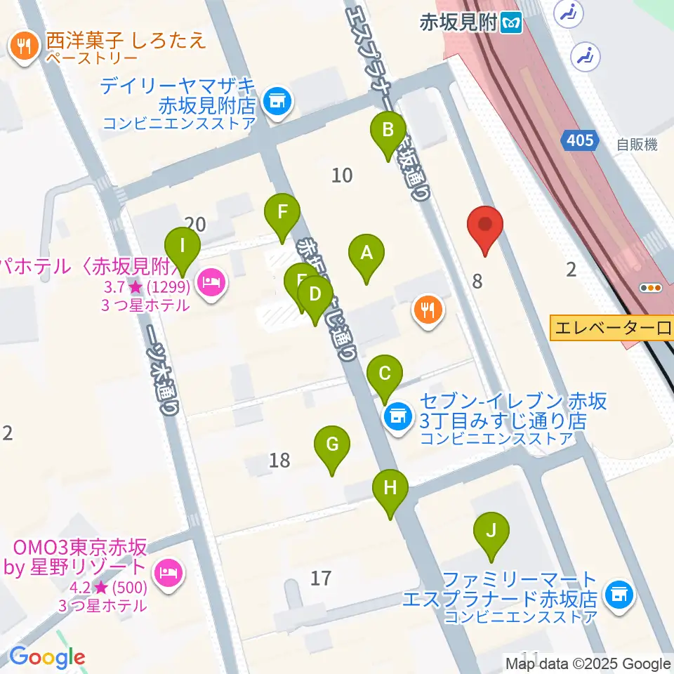 ヤマノミュージックサロン赤坂周辺の駐車場・コインパーキング一覧地図