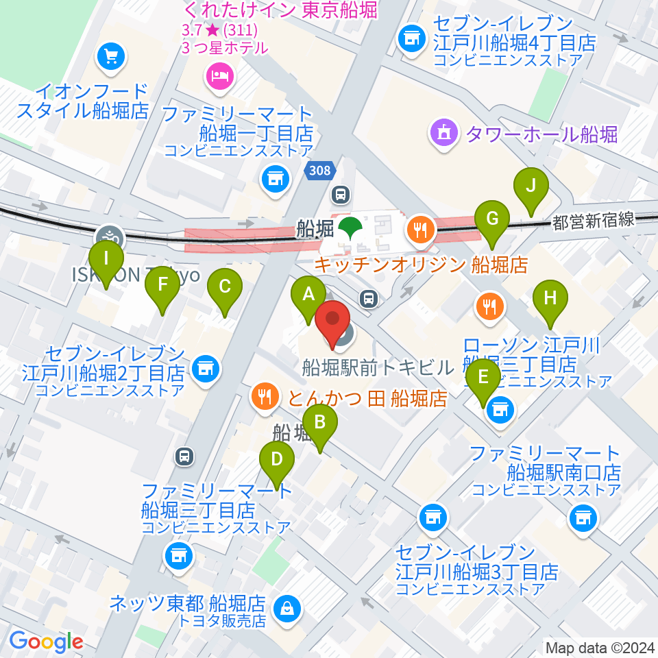 ヤマノミュージックセンター船堀周辺の駐車場・コインパーキング一覧地図