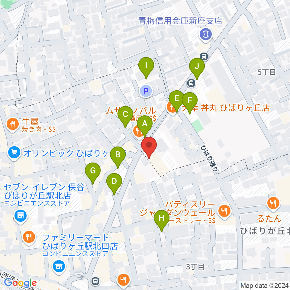 ヤマノミュージックセンターひばりが丘周辺の駐車場・コインパーキング一覧地図