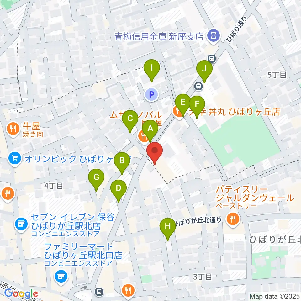 ヤマノミュージックセンターひばりが丘周辺の駐車場・コインパーキング一覧地図
