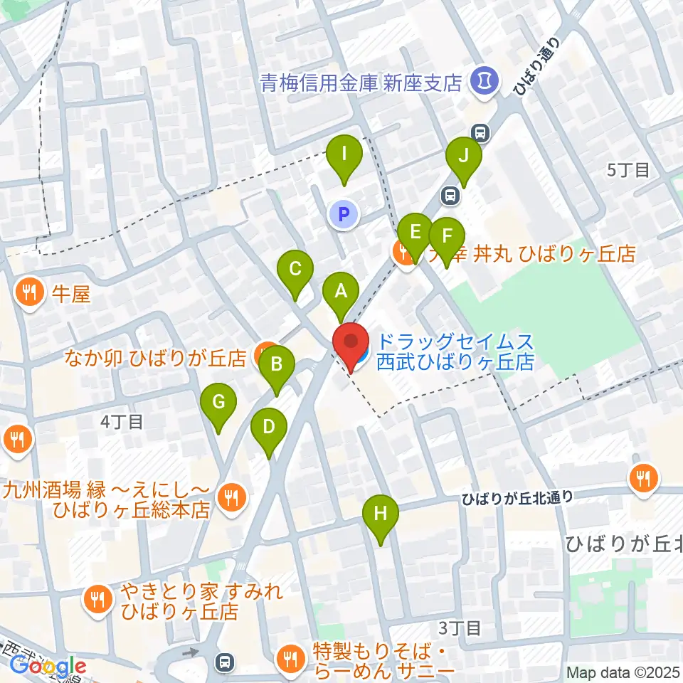 ヤマノミュージックセンターひばりが丘周辺の駐車場・コインパーキング一覧地図