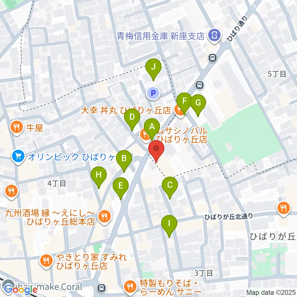 ヤマノミュージックセンターひばりが丘周辺の駐車場・コインパーキング一覧地図