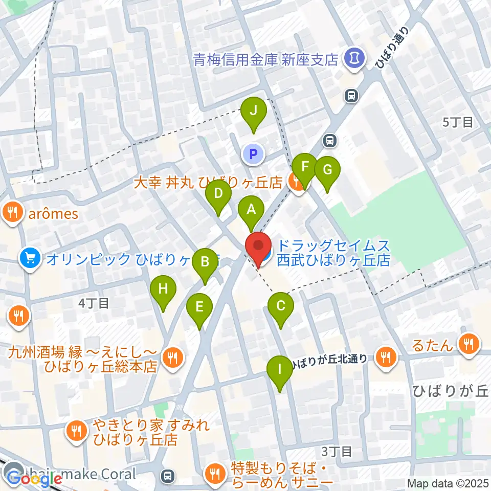 ヤマノミュージックセンターひばりが丘周辺の駐車場・コインパーキング一覧地図