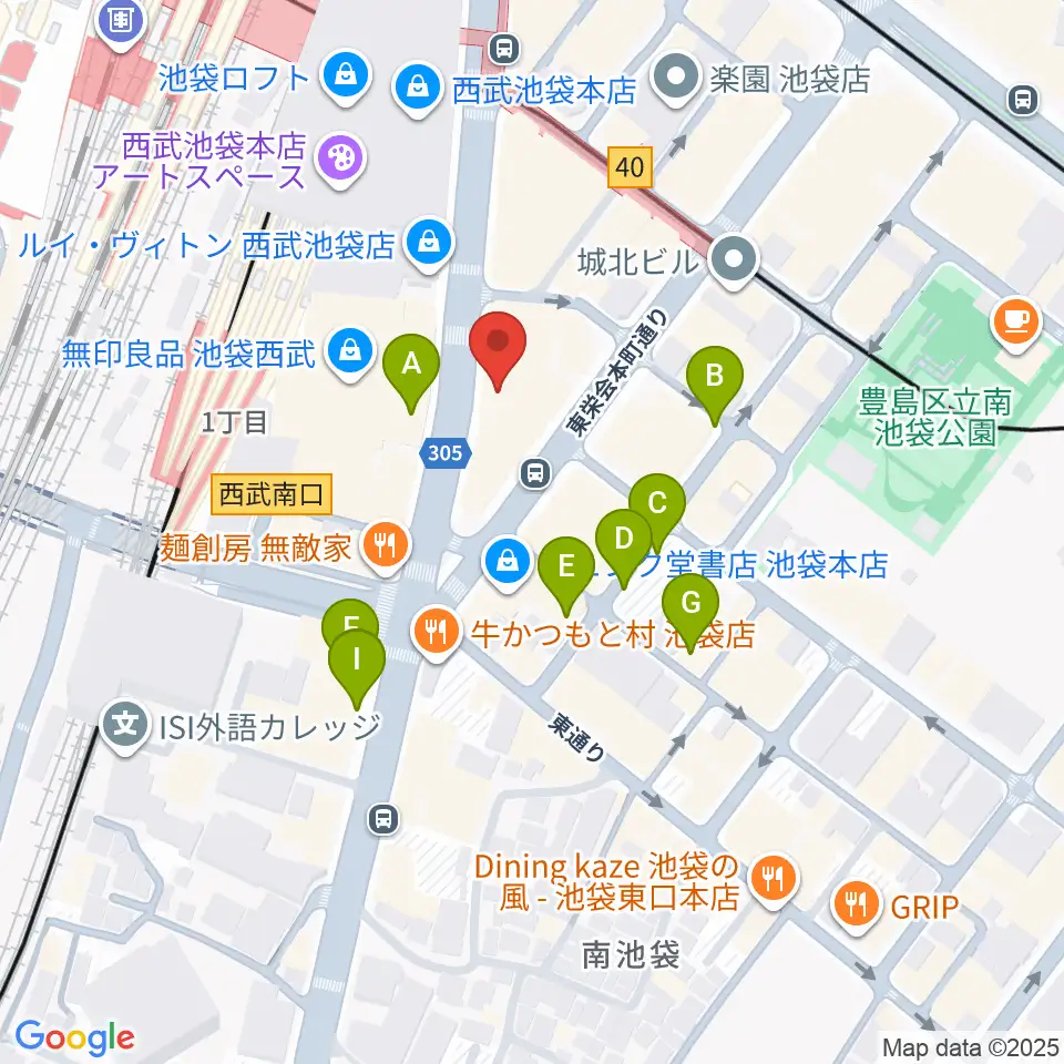 ヤマノミュージックサロン池袋周辺の駐車場・コインパーキング一覧地図