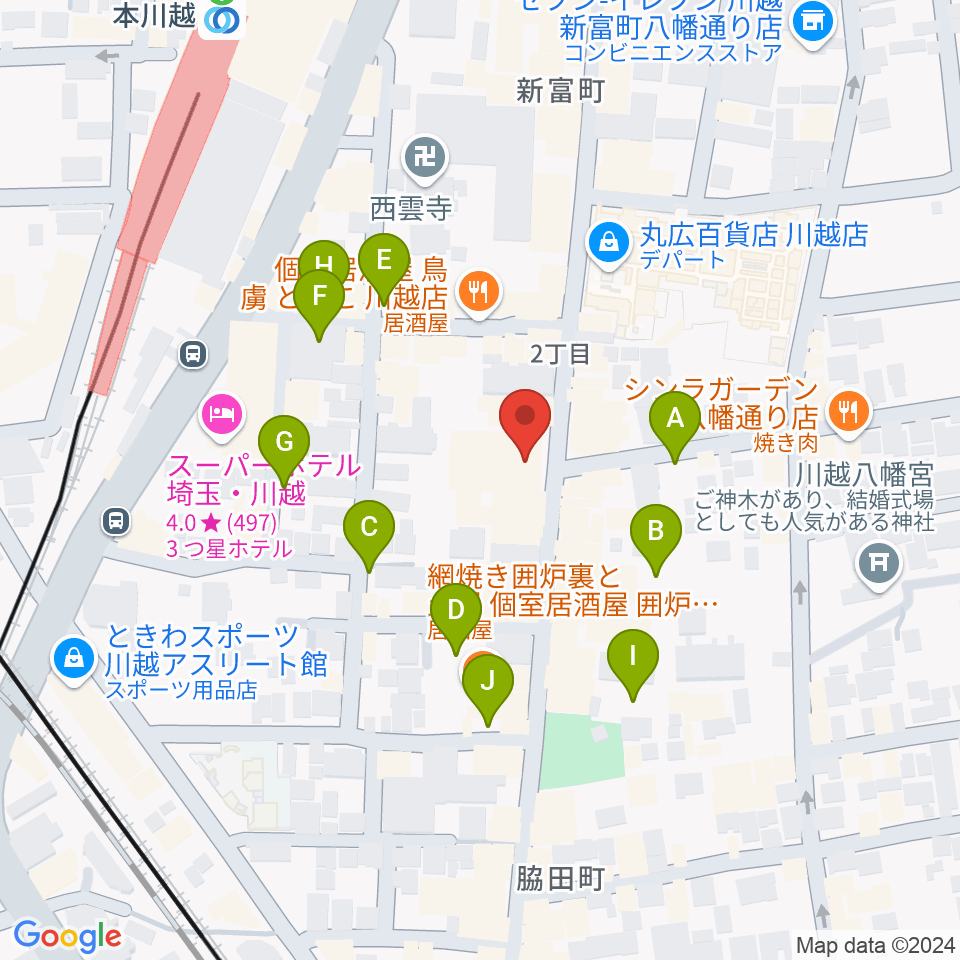 ヤマノミュージックサロン川越周辺の駐車場・コインパーキング一覧地図