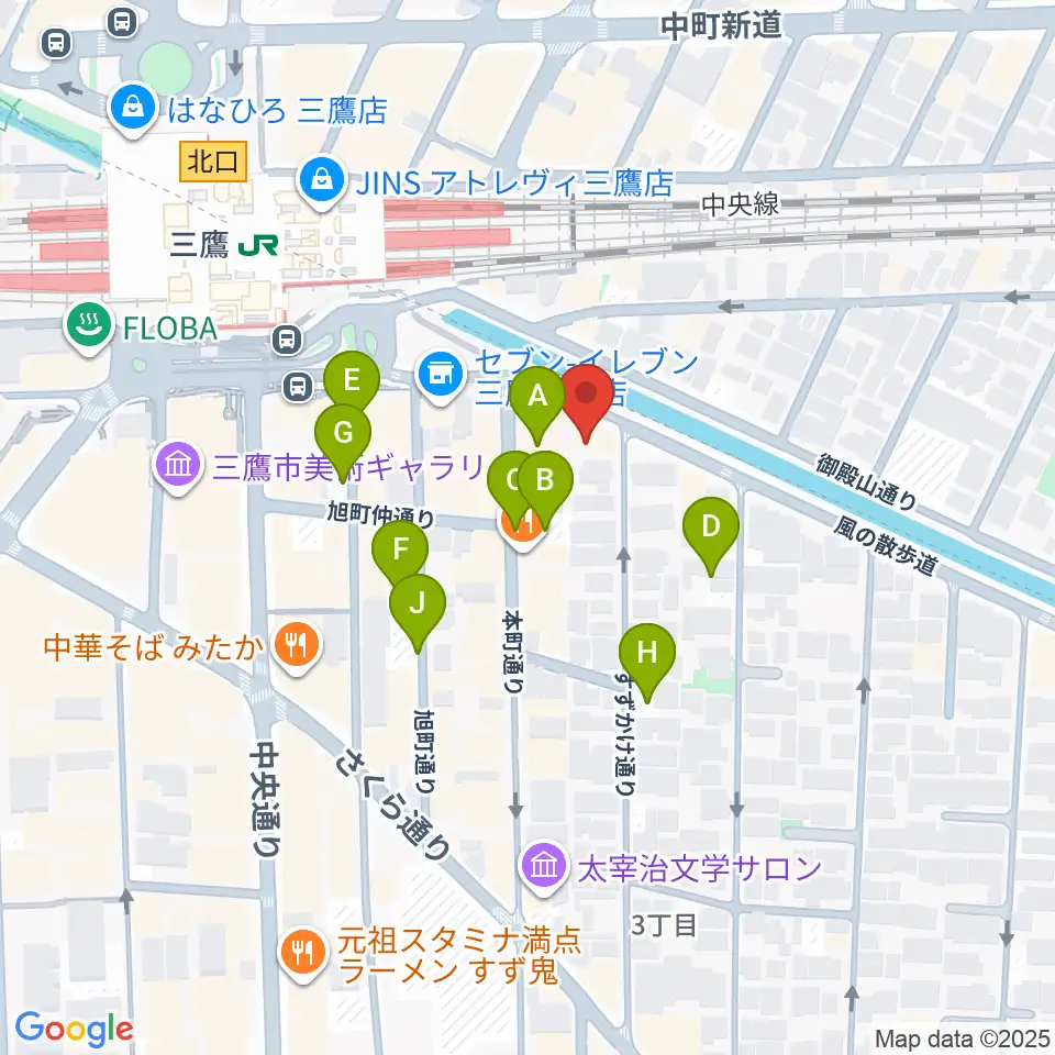 ヤマノミュージックセンター三鷹周辺の駐車場・コインパーキング一覧地図