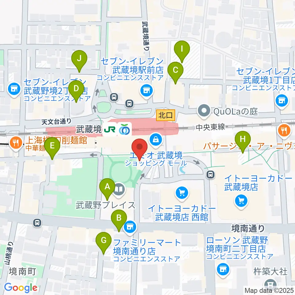 ヤマノミュージックセンター武蔵境周辺の駐車場・コインパーキング一覧地図