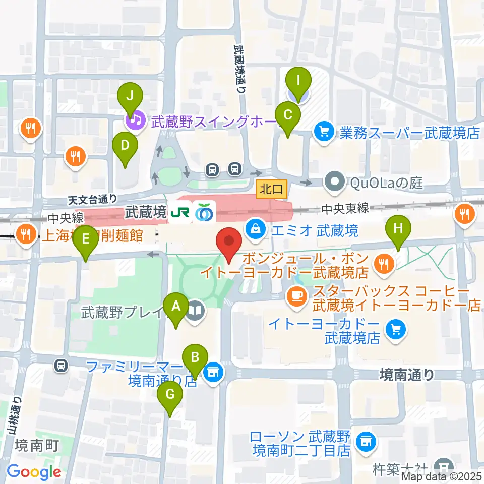 ヤマノミュージックセンター武蔵境周辺の駐車場・コインパーキング一覧地図