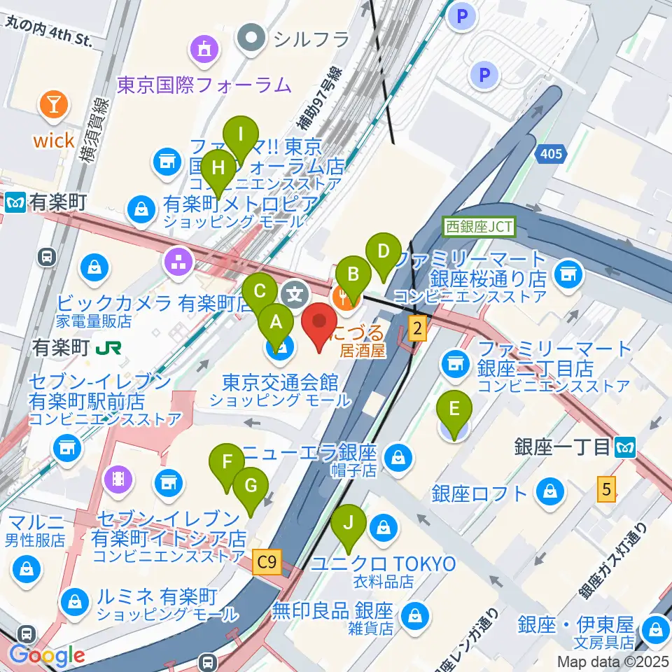 ヤマノミュージックサロン有楽町周辺の駐車場・コインパーキング一覧地図
