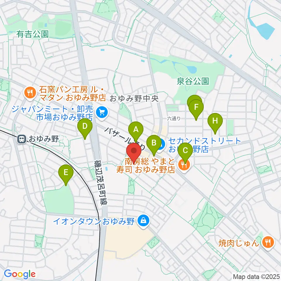 おゆみ野フルート教室周辺の駐車場・コインパーキング一覧地図