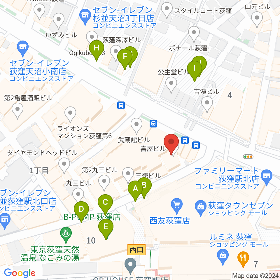 八重洲ピアノ社 荻窪本店センター周辺の駐車場・コインパーキング一覧地図