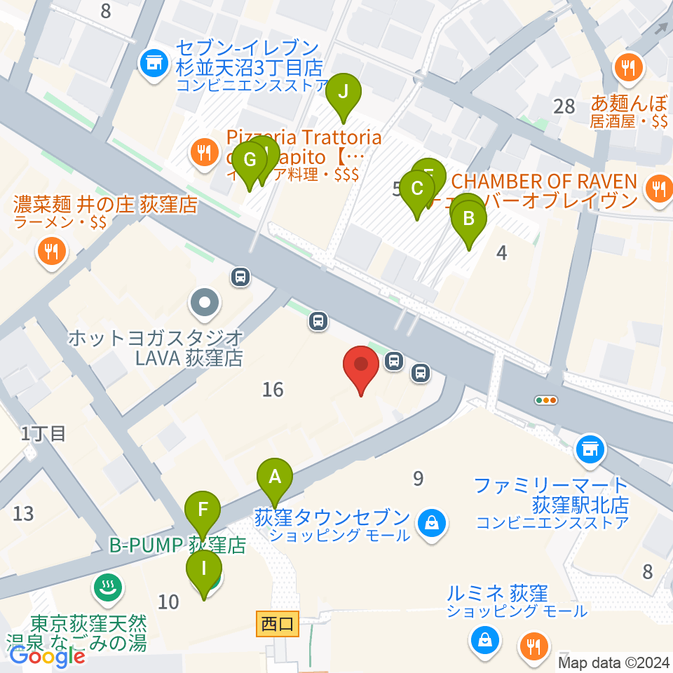 八重洲ピアノ社 荻窪本店センター周辺の駐車場・コインパーキング一覧地図