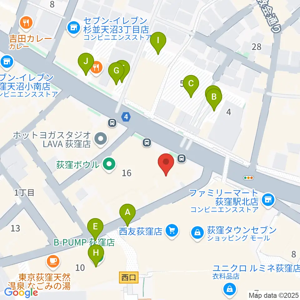 八重洲ピアノ社 荻窪本店センター周辺の駐車場・コインパーキング一覧地図