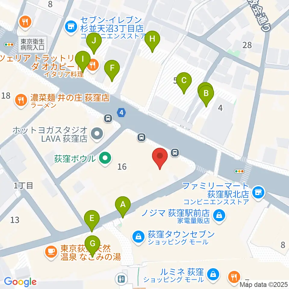 八重洲ピアノ社 荻窪本店センター周辺の駐車場・コインパーキング一覧地図