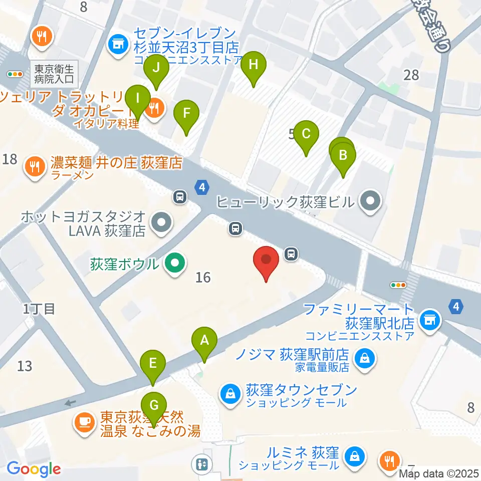八重洲ピアノ社 荻窪本店センター周辺の駐車場・コインパーキング一覧地図