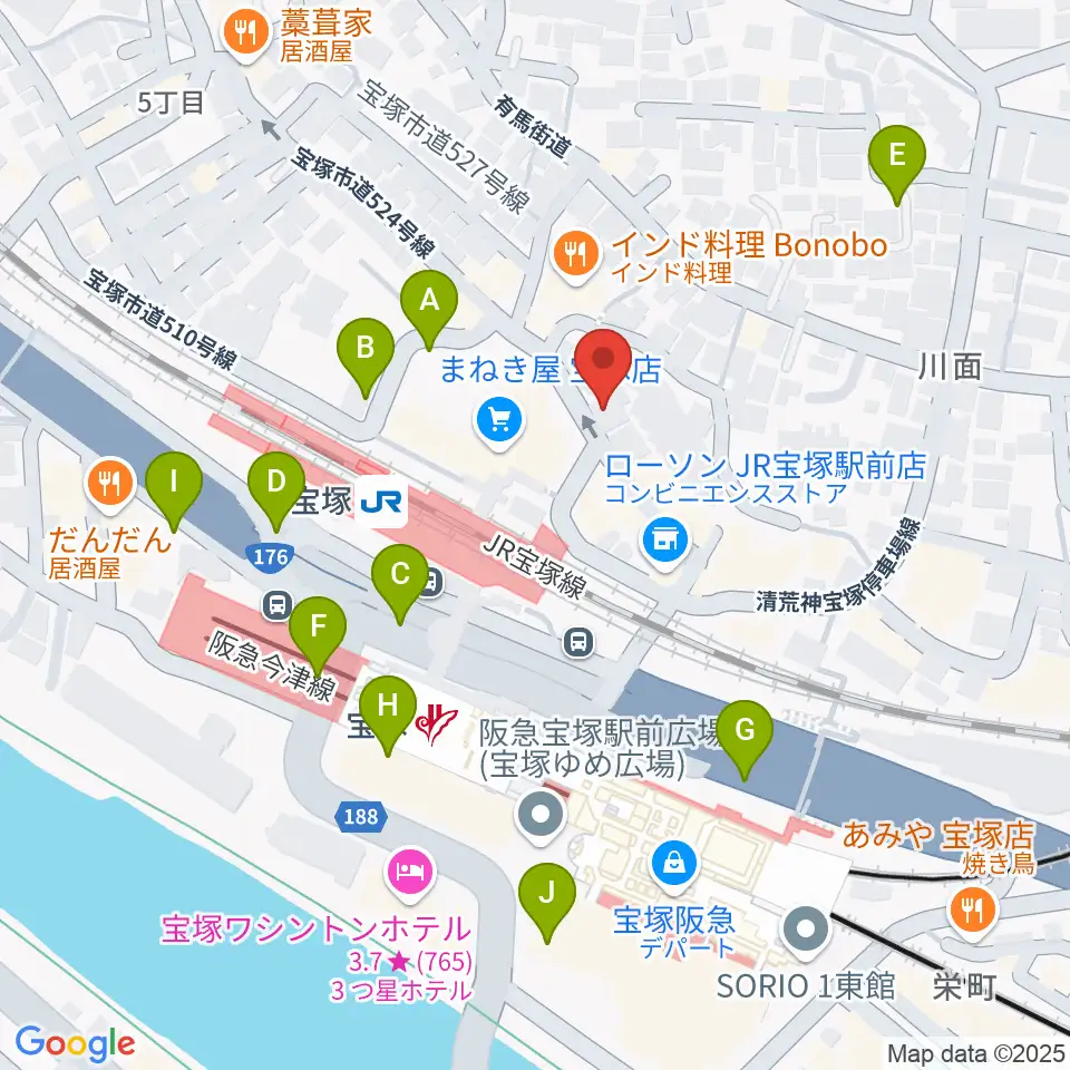 宝塚ミュージックリサーチ周辺の駐車場・コインパーキング一覧地図