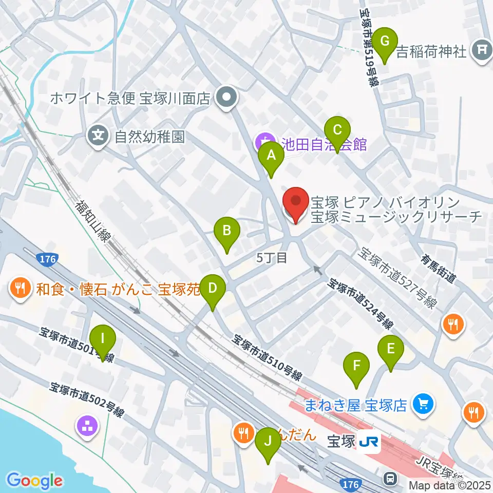 宝塚ミュージックリサーチ周辺の駐車場・コインパーキング一覧地図