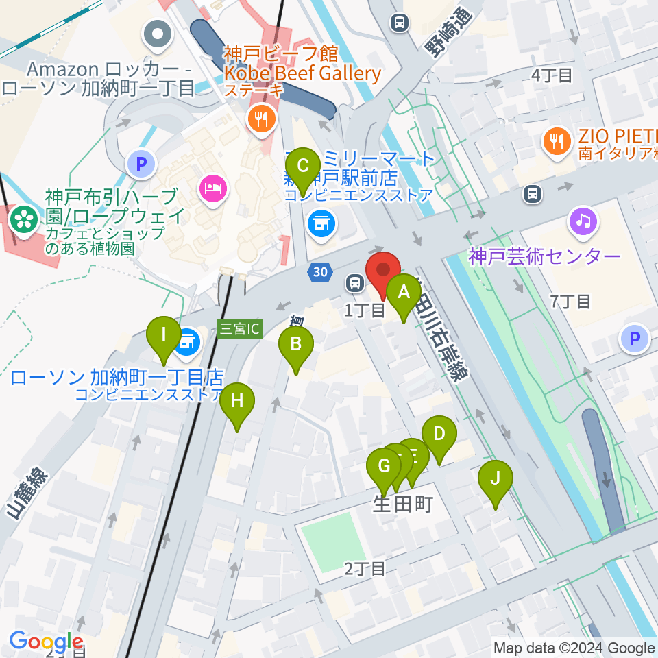 山下ピアノ社音楽教室周辺の駐車場・コインパーキング一覧地図