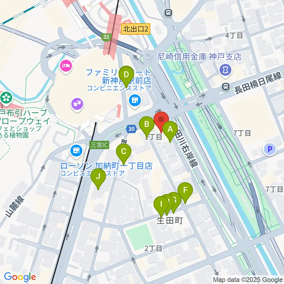 山下ピアノ社音楽教室周辺の駐車場・コインパーキング一覧地図