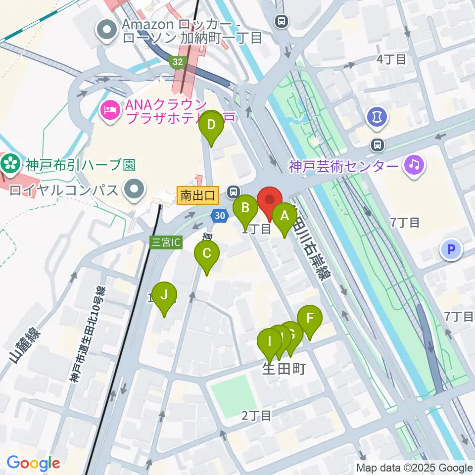 山下ピアノ社音楽教室周辺の駐車場・コインパーキング一覧地図
