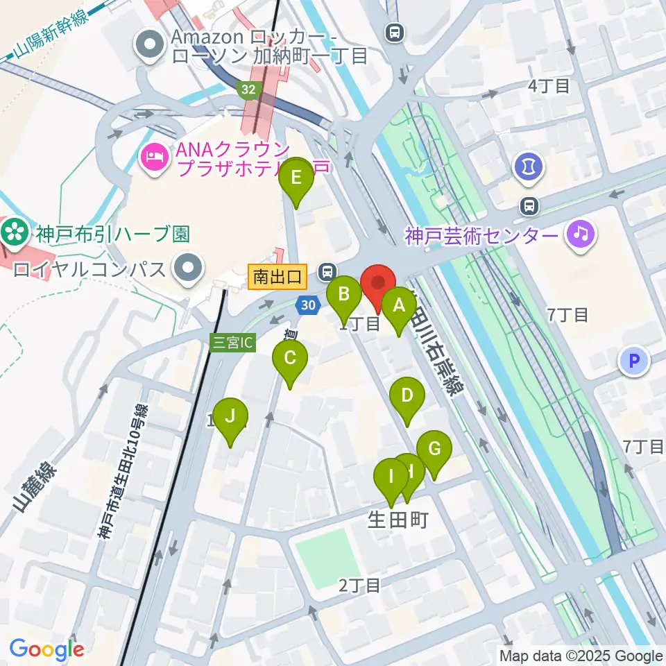 山下ピアノ社音楽教室周辺の駐車場・コインパーキング一覧地図