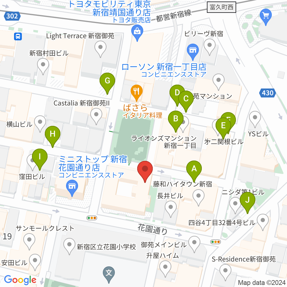 新宿ギター音楽院周辺の駐車場・コインパーキング一覧地図