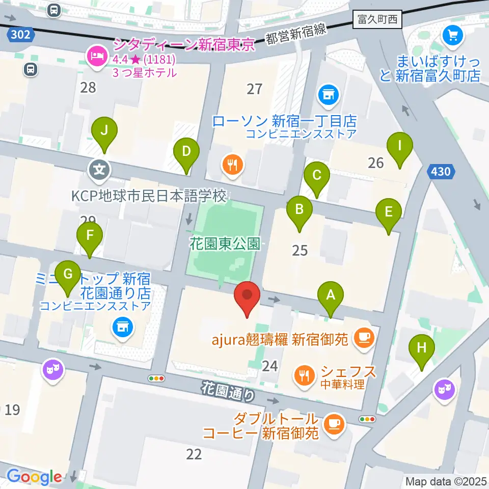 新宿ギター音楽院周辺の駐車場・コインパーキング一覧地図