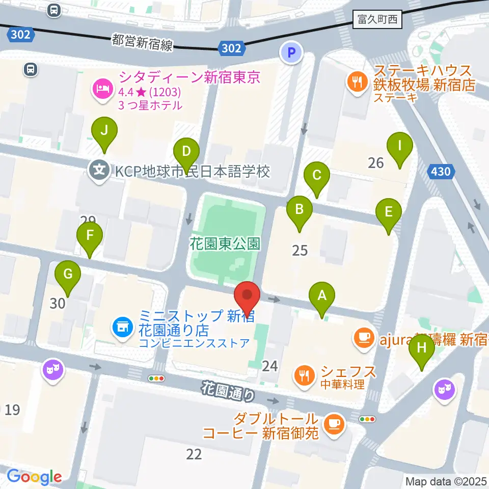 新宿ギター音楽院周辺の駐車場・コインパーキング一覧地図