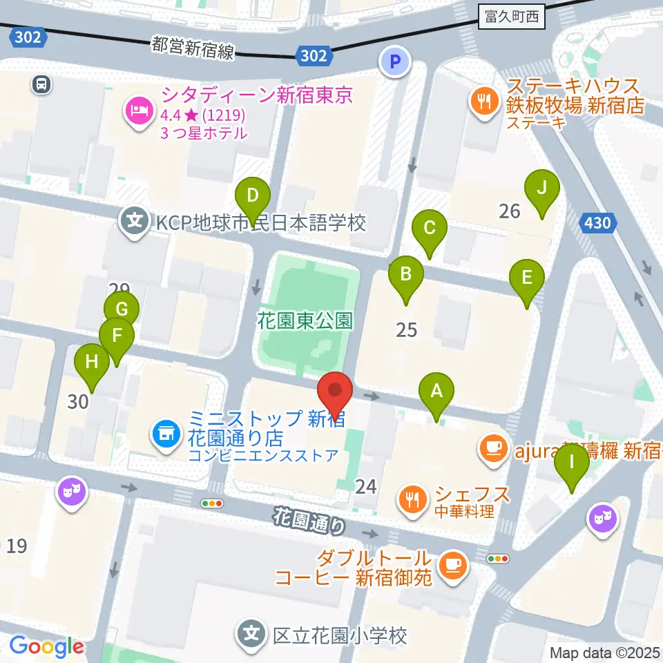 新宿ギター音楽院周辺の駐車場・コインパーキング一覧地図