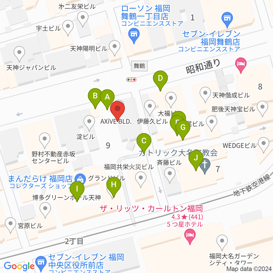 Oshiroミュージックスクール福岡校周辺の駐車場・コインパーキング一覧地図