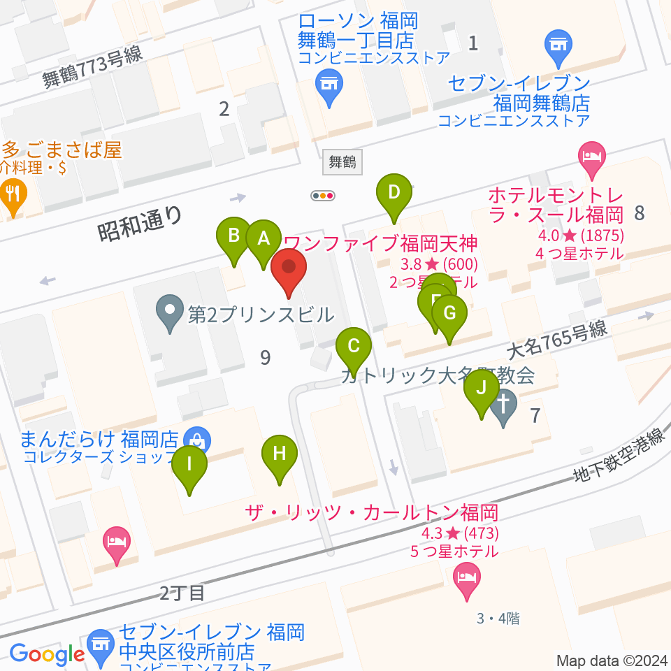 Oshiroミュージックスクール福岡校周辺の駐車場・コインパーキング一覧地図