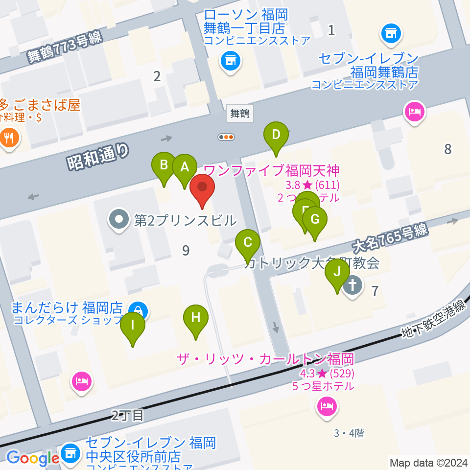 Oshiroミュージックスクール福岡校周辺の駐車場・コインパーキング一覧地図