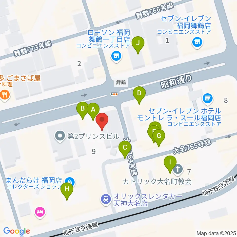Oshiroミュージックスクール福岡校周辺の駐車場・コインパーキング一覧地図